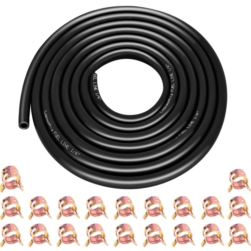 Logosophia 10ft 14 ID Fuel Line Hose with 20pcs 25 Clamps Fits Kawasaki Kohler Briggs Stratton Small GasDiesel Engines Generators Powersports Durable Flexible Rubber Hose Kit - Image 3