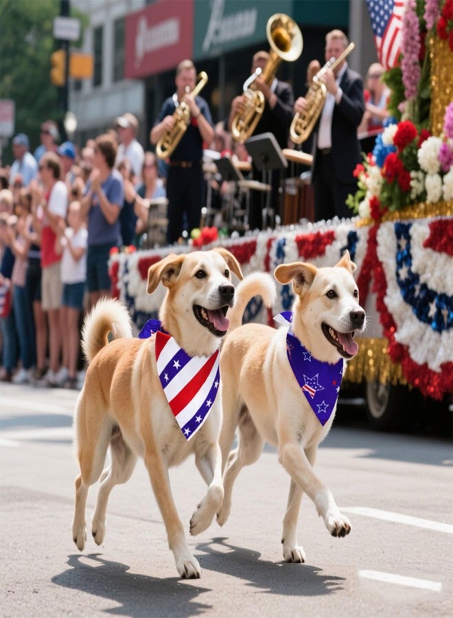 yeabwps 4th of July Bandanas 2 Pack,Dual-Layer Double-Sided Printing Design Triangle Reversible Memorial Day Independence Day Patriotic Scarf for Boy and Girl for Small Medium and Large Dogs - Image 4