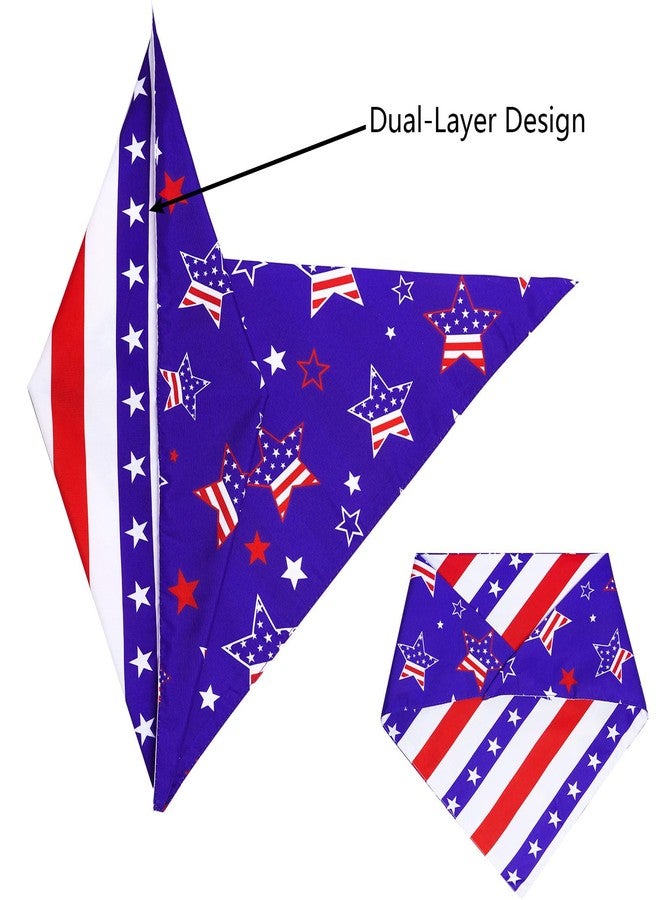 yeabwps 4th of July Bandanas 2 Pack,Dual-Layer Double-Sided Printing Design Triangle Reversible Memorial Day Independence Day Patriotic Scarf for Boy and Girl for Small Medium and Large Dogs - Image 3