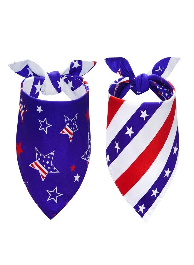 yeabwps 4th of July Bandanas 2 Pack,Dual-Layer Double-Sided Printing Design Triangle Reversible Memorial Day Independence Day Patriotic Scarf for Boy and Girl for Small Medium and Large Dogs - Image 1
