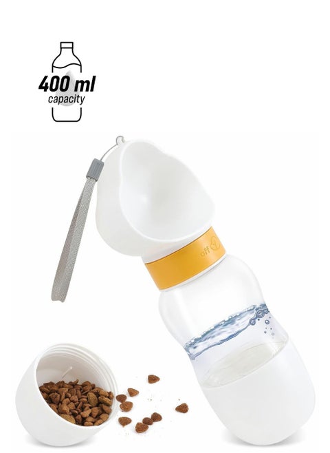 Portable Dog Water Bottle with Food Container for Outdoor Walking Traveling and Hiking