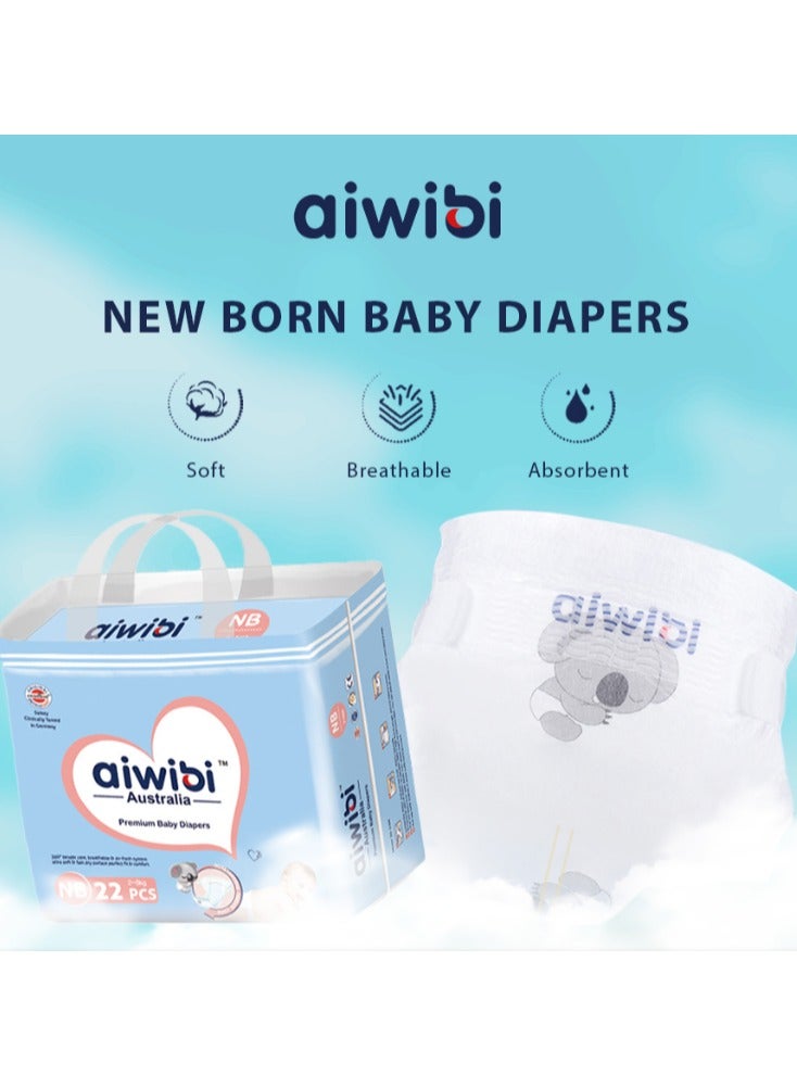 Aiwibi New Born Premium Diapers (2-5kg) 22's pack of 3 - Image 2