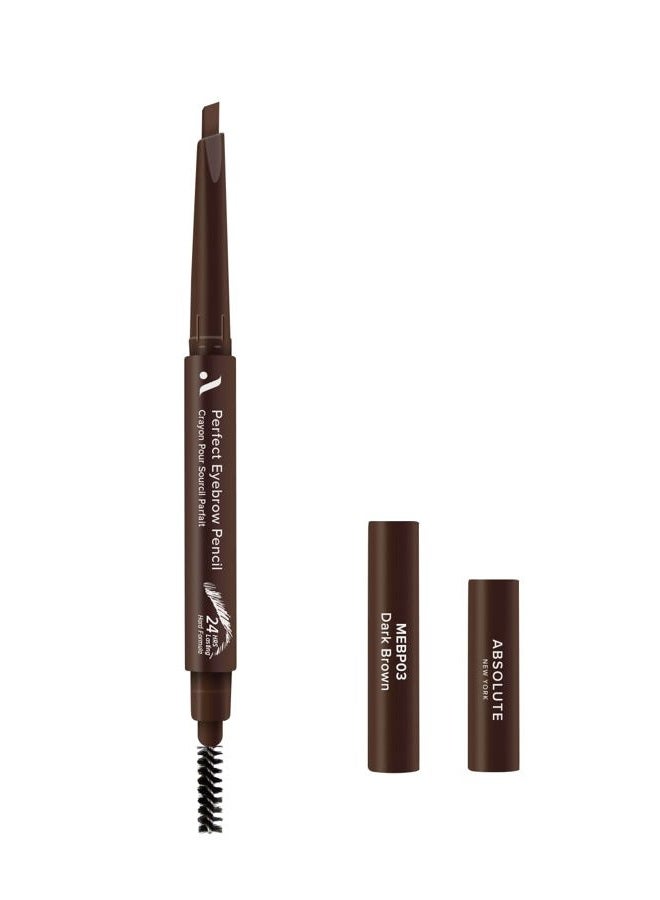 Perfect Eyebrow Pencil Dual-Ended To Shape, Fill, and Define Eyebrows (MEBP03 Dark Brown Hard)