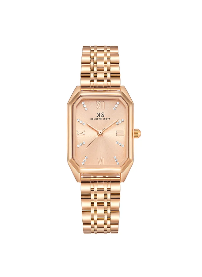 كينيث سكوت Kenneth Scott Women's Rose Gold Dial Analog Watch - K23519-RBKK