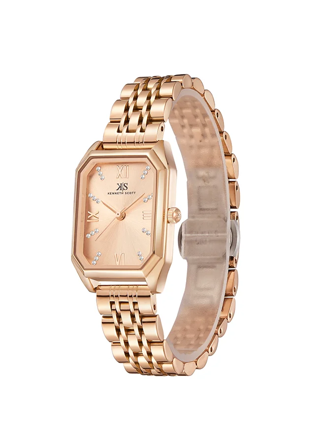 كينيث سكوت Kenneth Scott Women's Rose Gold Dial Analog Watch - K23519-RBKK