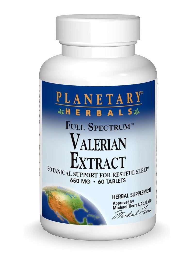 Planetary Herbals Valerian Extract Full Spectrum, 650 mg, 60 Tablets