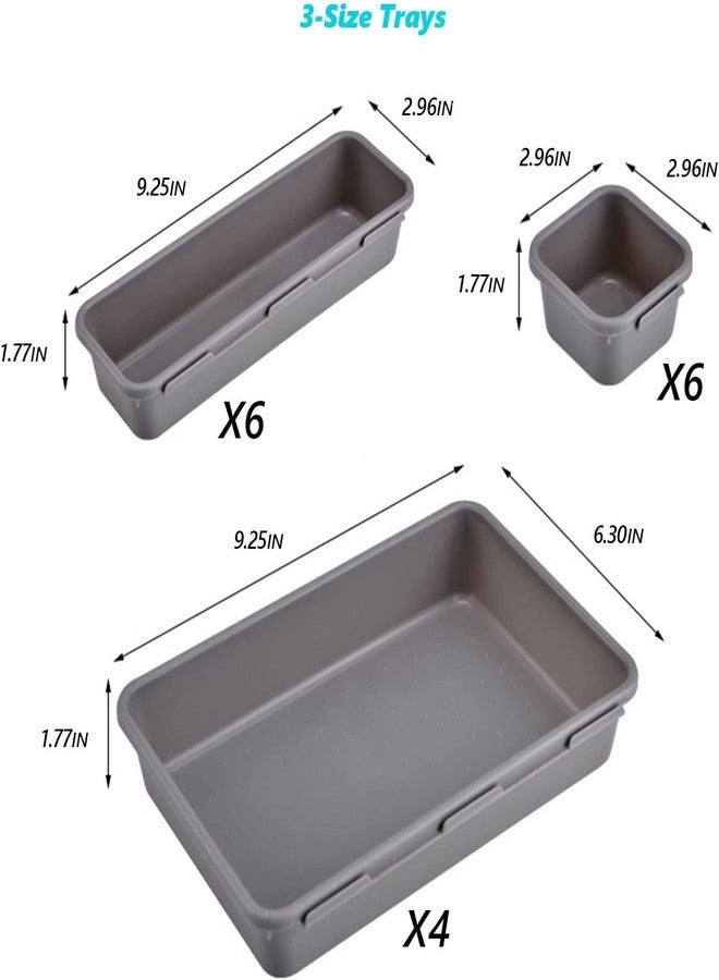 Homava Plastic Interlocking Cutlery Drawer Desk Organizer Divider Tray (Black) - 16 Pieces - Image 2