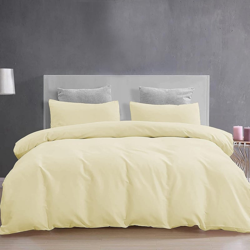 YRM Bedding's YRM Beddings Duvet Covers 100 Microfiber 3Piece Duvet Cover Set Ultra Soft with Zipper Closure Duvet Cover 61X91 Inches and 2 Pillow Cover 18X28 Inches Single SizeIvory - Image 2
