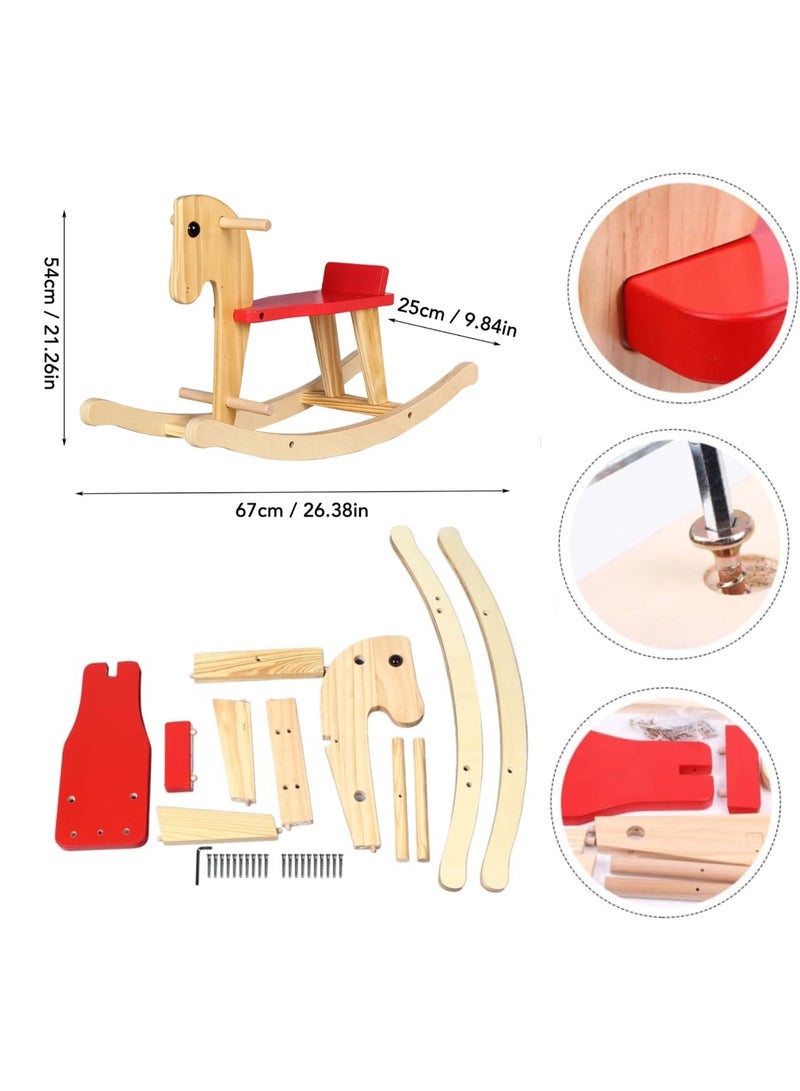 Kids Wooden Rocking Horse, Safe Stable Ride-on Toy with Easy Assembly, Ideal Gift for Birthday, Christmas & Eid - Image 2