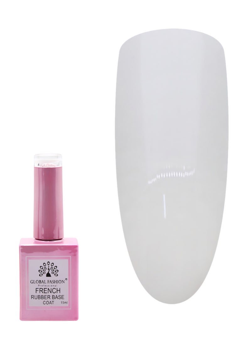 GLOBAL FASHION Professional - GLOBAL FASHION Professional French Rubber Base Coat 15ml: Long-Lasting, Durable, & Chip-Resistant Gel Nail Polish Base Coat for Manicure and Pedicure | (13) - Image 1