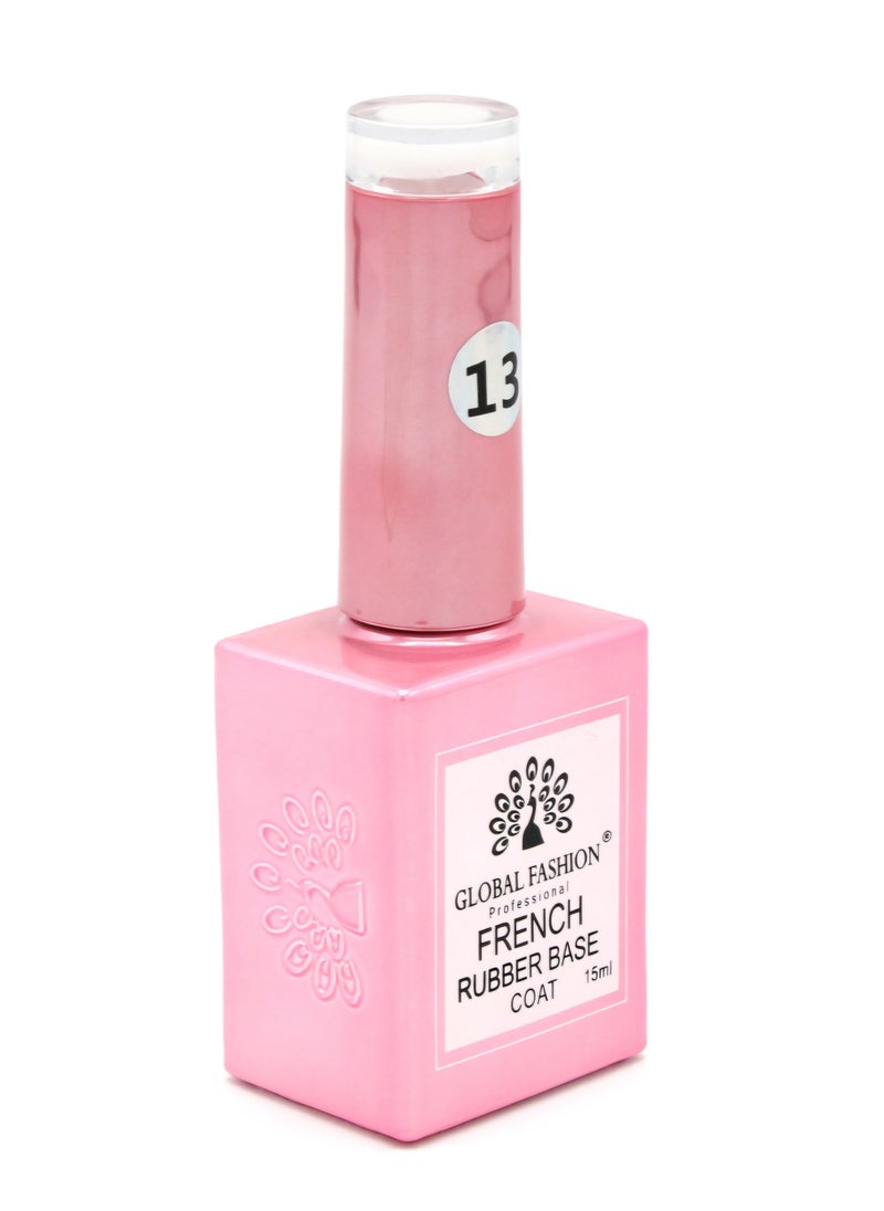 GLOBAL FASHION Professional - GLOBAL FASHION Professional French Rubber Base Coat 15ml: Long-Lasting, Durable, & Chip-Resistant Gel Nail Polish Base Coat for Manicure and Pedicure | (13) - Image 1