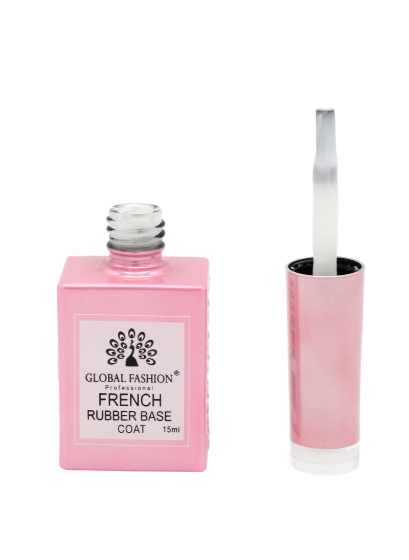 GLOBAL FASHION Professional - GLOBAL FASHION Professional French Rubber Base Coat 15ml: Long-Lasting, Durable, & Chip-Resistant Gel Nail Polish Base Coat for Manicure and Pedicure | (13) - Image 1