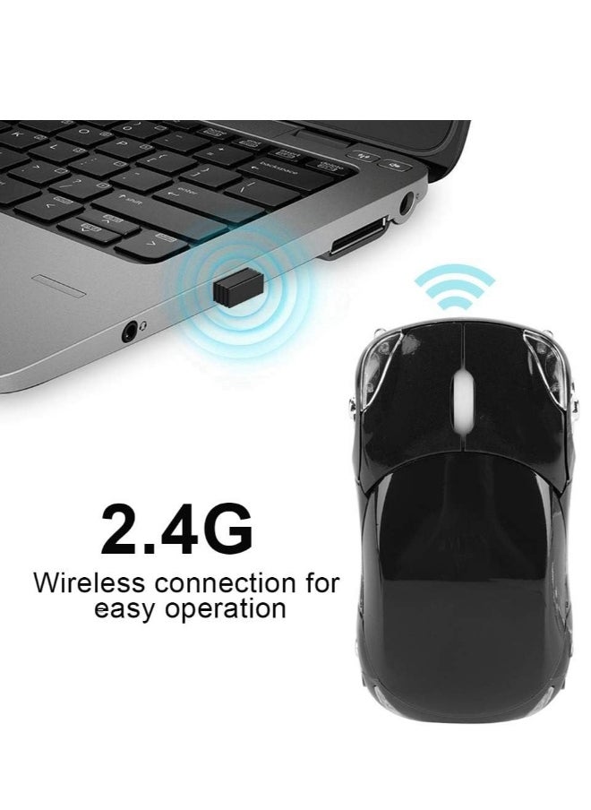 NIBEMINENT - 2.4GHz Wireless Mouse, Classic Car Shape Mouse with USB Receiver, Ergonomic Optical Mouse for Laptop PC - Image 1