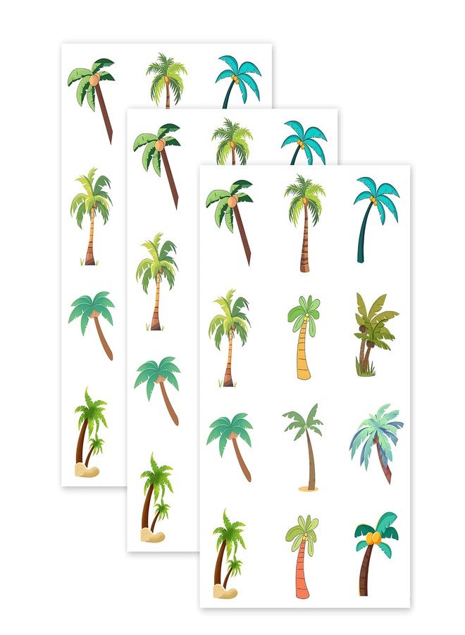 Remarkabel 120 Pcs Coconut Palm Trees Sticker Hello Summer Stickers for Water Bottles Summer Luau Hawaii Beach Party Decorations Candy Bags Party Favor - Image 1