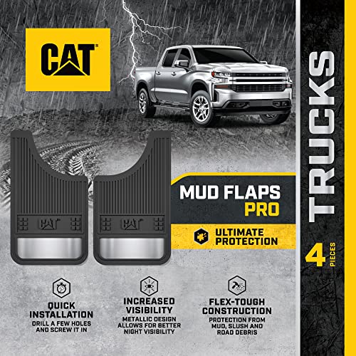 Caterpillar Heavy Duty Splash Guards Pro Mud Flaps Fenders - Ultra Tough Dirt/Slush Protection with Night Reflectors - Easy Installation (CAGD-080+CAGD-080_ALT) Front/Rear Tires, 4 Count (Pack of 1) - Image 2