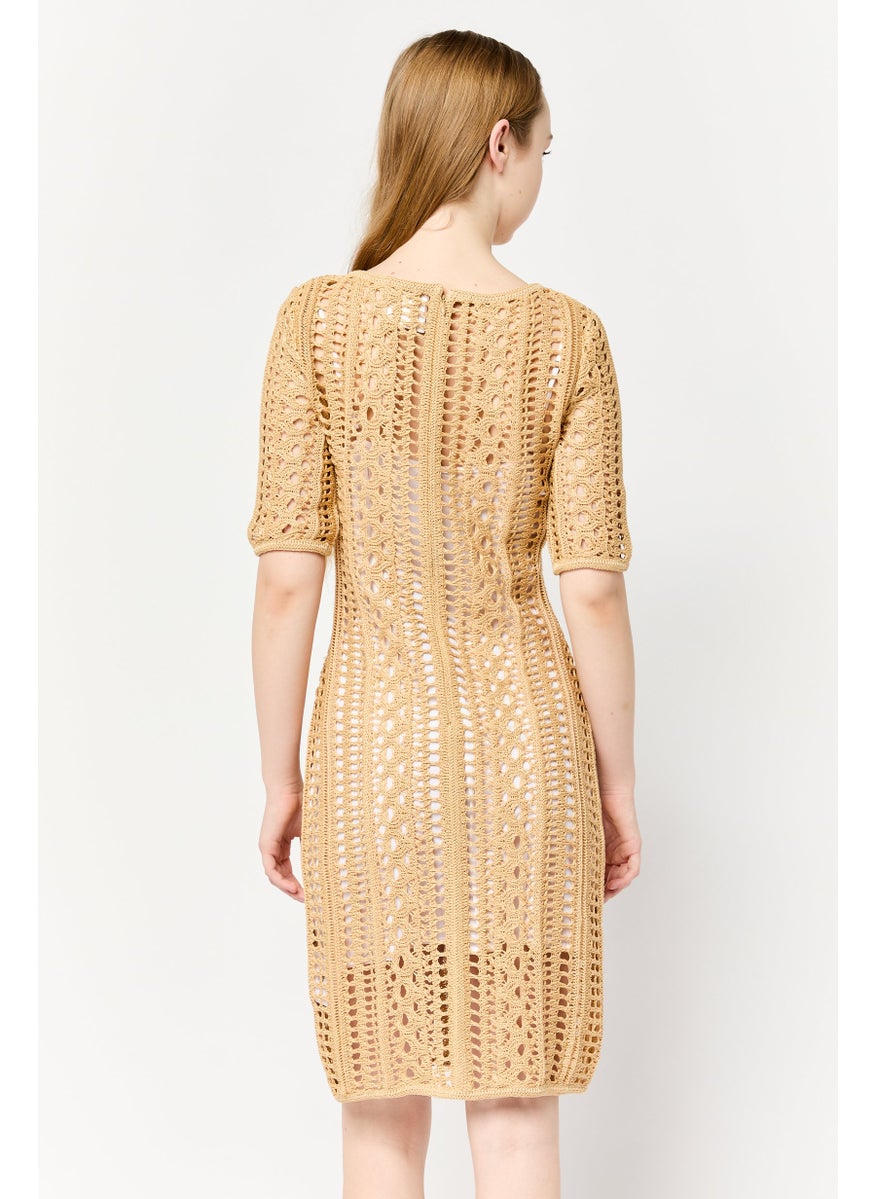 GIVENCHY Women Crochet Mini Beach Dress, Beige  - Image 4