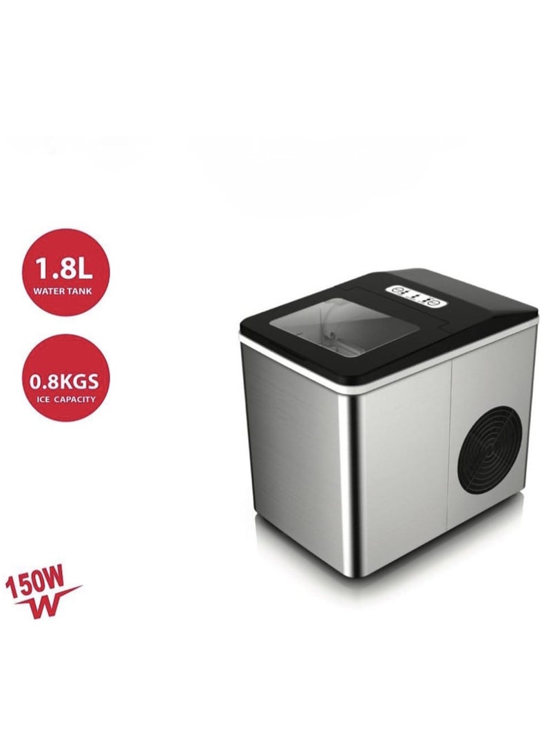 Generic Ice Maker Machine – 8KG Daily Ice Capacity, 1.8L Water Tank, 150W Fast Countertop Ice Maker for Home, Office & Small Cafes – Quiet Operation with Ice Scoop  - Image 2