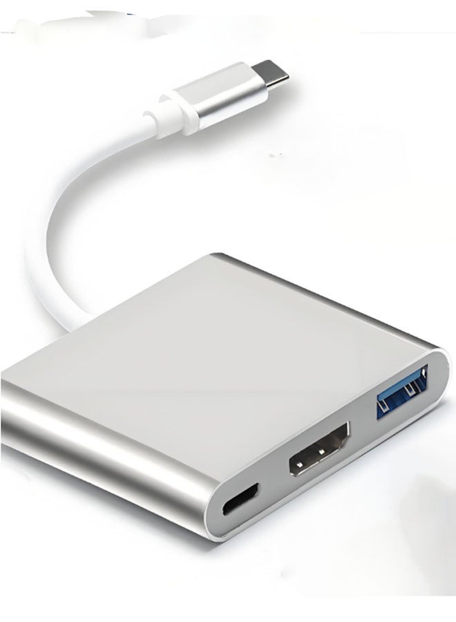 CX Type-C to HDMI/USB/USB-C 3-in-1 HDMI 4K Hub/Splitter, Type-C to HDMI Docking Station HD (White) - Image 1