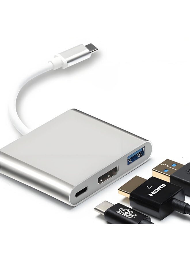 CX Type-C to HDMI/USB/USB-C 3-in-1 HDMI 4K Hub/Splitter, Type-C to HDMI Docking Station HD (White) - Image 2