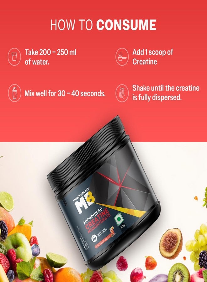 MuscleBlaze Micronized Creatine Monohydrate Powder, Fruit Splash (80 Servings, 320g) - Image 3