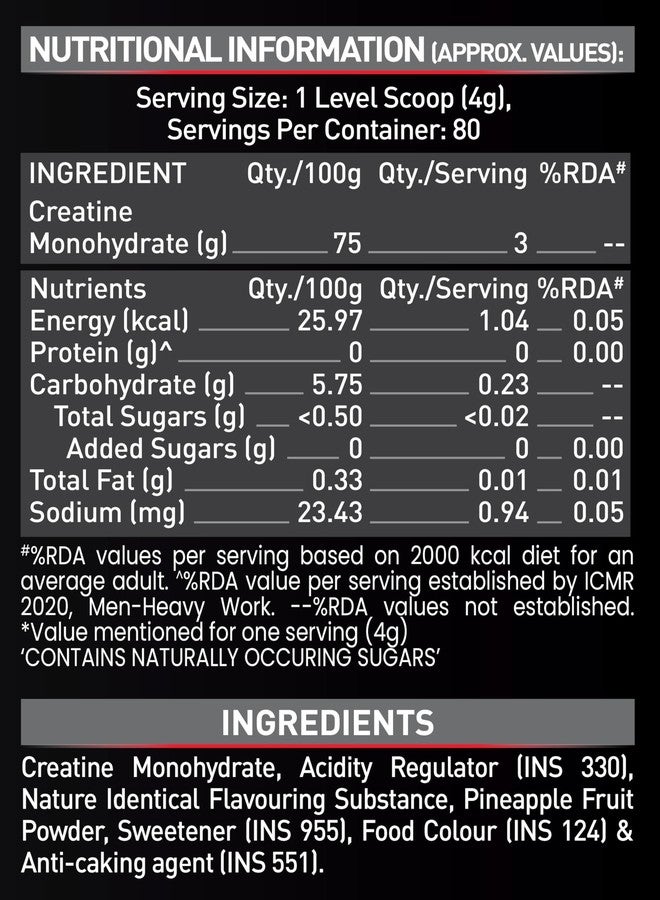 MuscleBlaze Micronized Creatine Monohydrate Powder, Fruit Splash (80 Servings, 320g) - Image 5