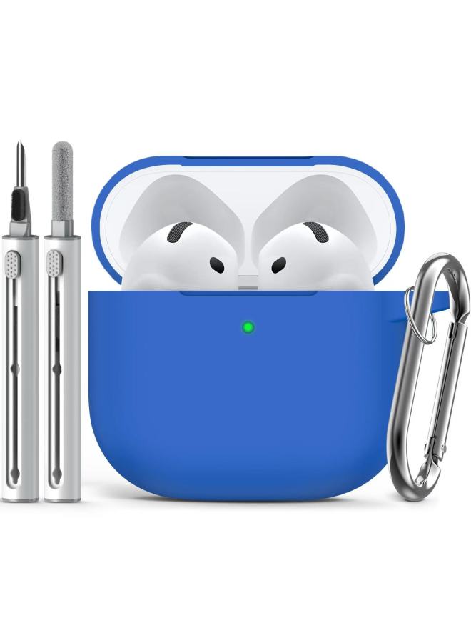Suitable For Airpods Protective Cover Apple Bluetooth Earphone Shell Plus Cleaning Pen Suit-Color:Royal Blue-Model:airpods 4 - Image 1