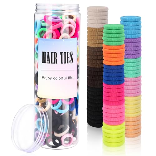 TaShow 500 Count Baby Hair Ties for Infants Mixed Color Soft Elastic Ponytail Holders for Toddler Girls Cotton Baby Girl Hair Ties 18 Colors - Image 1