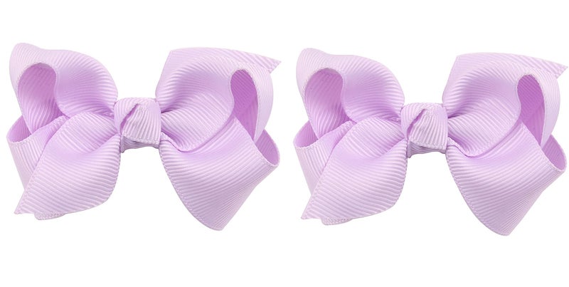 ZOONAI 3 Inch Baby Girl Hair Bows Boutique Hair Clip Teens Toddlers Hairpin Headwear Set of 2 Light Purple