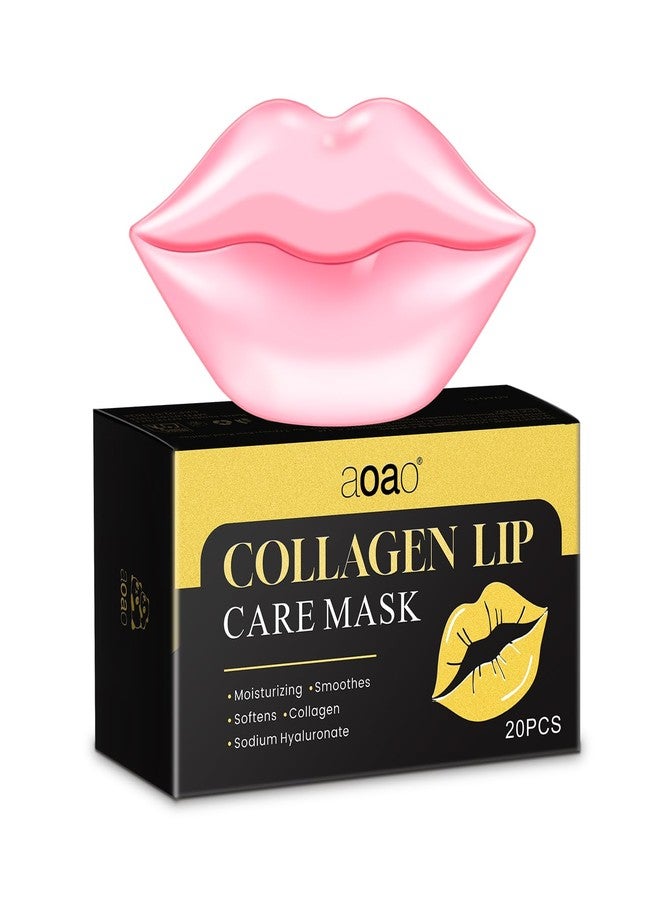 AOAO Lip Mask Overnight, Hydrolyzed Collagen & Sodium Hyaluronate Gel Pads for Intensive Moisture, Repairing Chapped Lips and Reducing Wrinkles, Daily Lip Care for Smoothing, 20Pcs(Pink) - Image 1