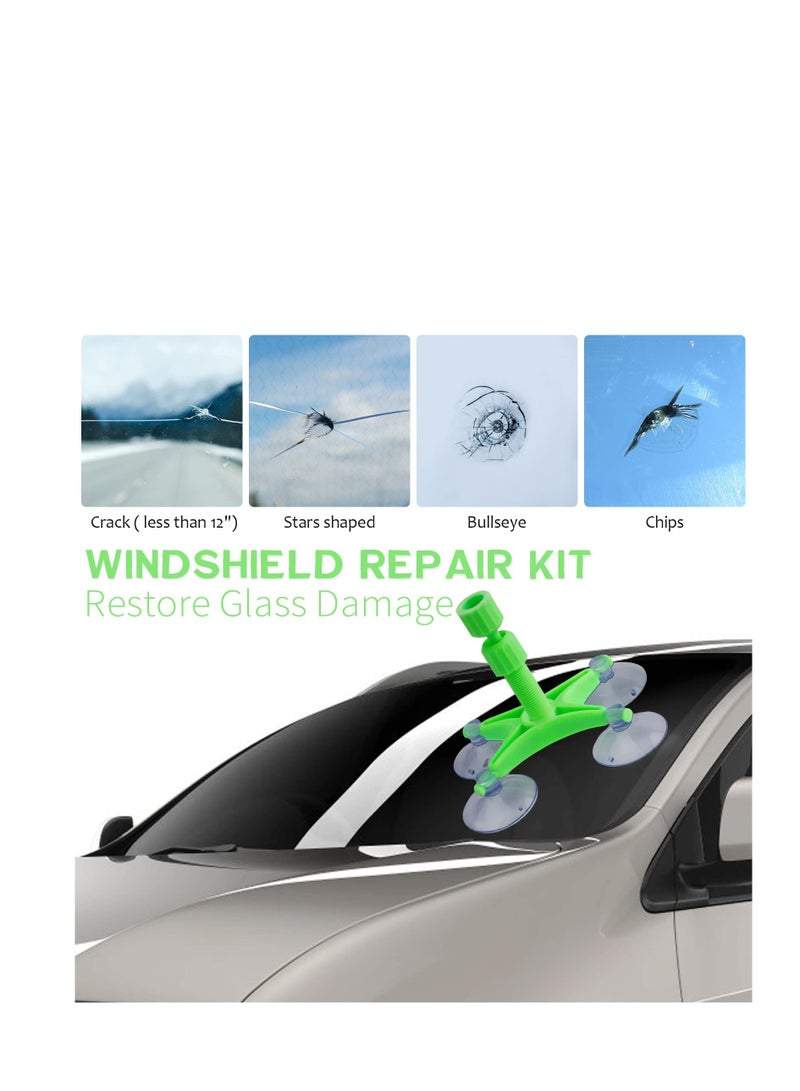SOLARAE Windscreen Repair Kit, Professional Windshield Repair Upgraded Version, Automotive Glass Repair Resin Fluid, Windshield Chip Repair Kit, for Chips, Cracks, Star-Shaped Crack and Glass Repair Green - Image 3