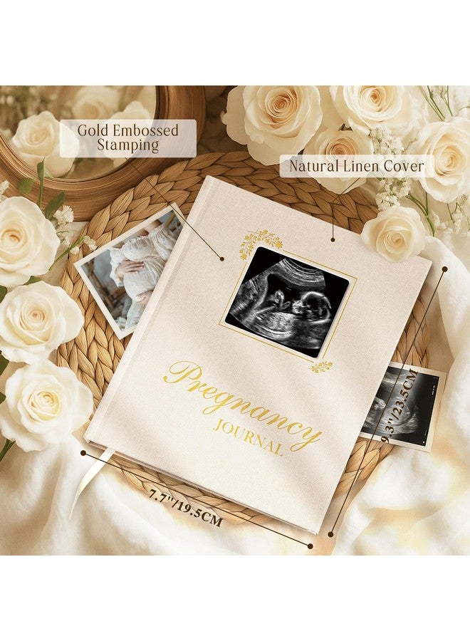 Lanpn دفتر مذكرات الحمل من لانبن للأمهات الجدد، 156 صفحة، مخطط ضروري لإعلان الحمل، يوميات تتبع الحمل، كتاب تذكاري للأمهات المنتظرات، هدية للأهل الجدد باللون البيج - Image 2