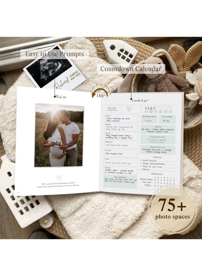 Lanpn دفتر مذكرات الحمل من لانبن للأمهات الجدد، 156 صفحة، مخطط ضروري لإعلان الحمل، يوميات تتبع الحمل، كتاب تذكاري للأمهات المنتظرات، هدية للأهل الجدد باللون البيج - Image 5