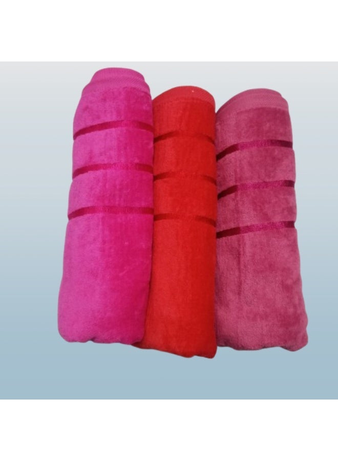High-quality 3-piece towel set (one side cotton, one side velvet), 50x100 cm - Image 2