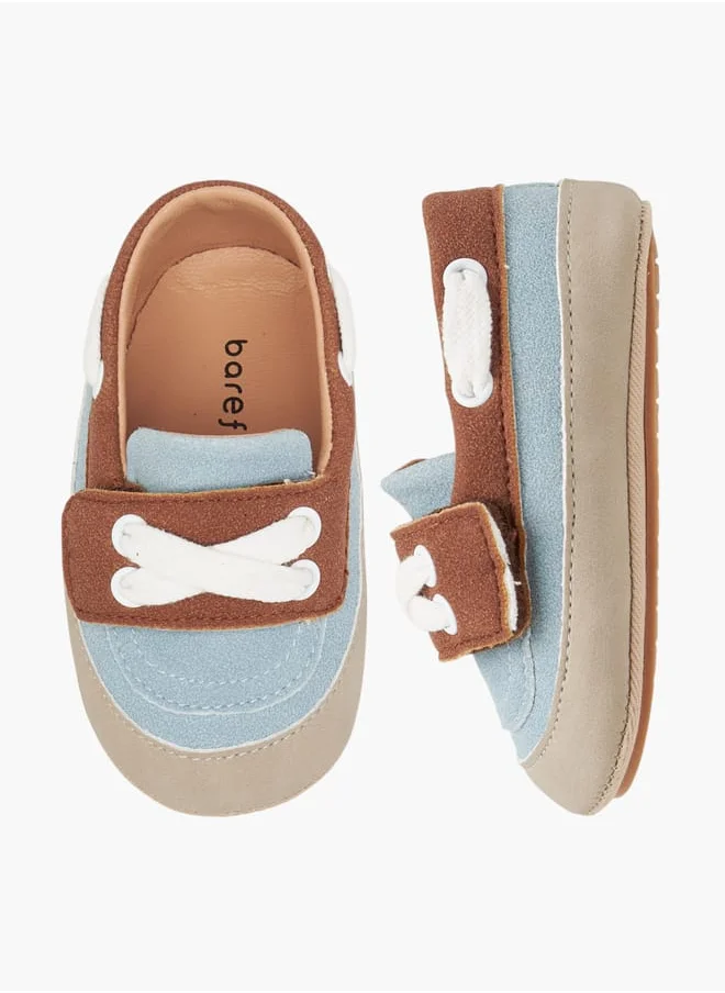 حافي القدمين Boys Colourblock Booties with Hook and Loop Closure