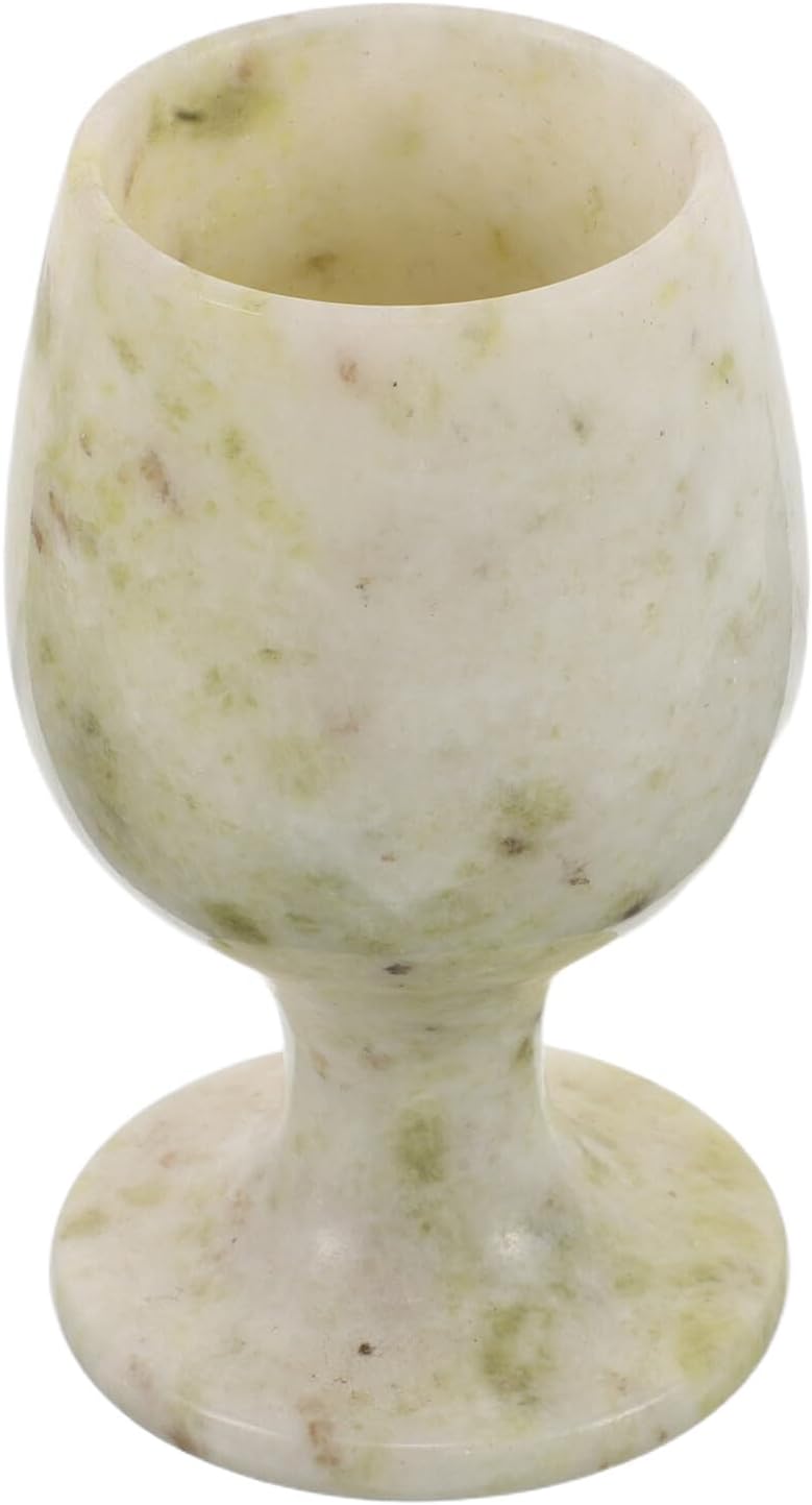 STOBAZA Vintage Blue Lantian Jade Goblet Wine Glass 52x85mm Antique Chalice Cup Retro Medieval Drinking Vessel for Home Dining Party Blessing Ceremony - Image 1
