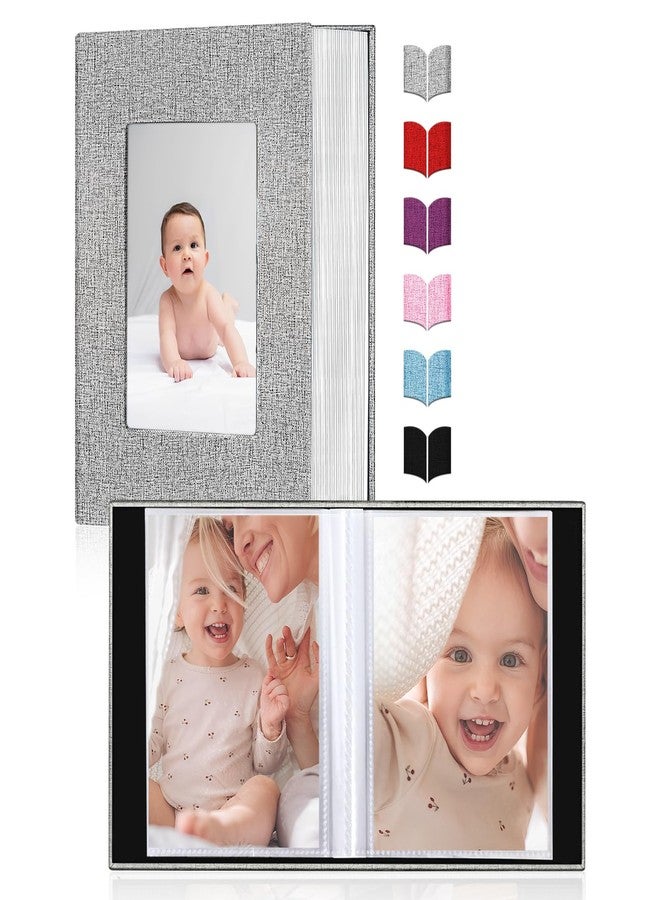 EJBLFE Small Photo Album 4x6,Linen Cover Slide-in Mini Photo Album Book Can Holds 100 4x6 Photos with 50 Black Sheets for Baby Family Pictures Artwork or Postcards Storage (Gray) - Image 2
