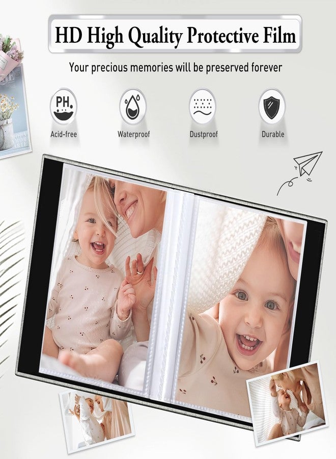 EJBLFE Small Photo Album 4x6,Linen Cover Slide-in Mini Photo Album Book Can Holds 100 4x6 Photos with 50 Black Sheets for Baby Family Pictures Artwork or Postcards Storage (Gray) - Image 4