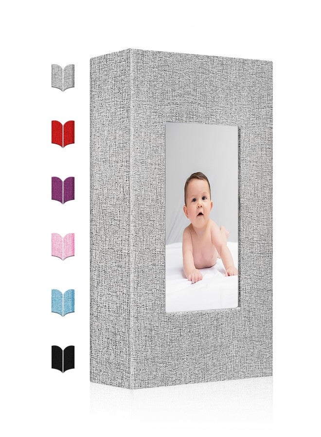 EJBLFE Small Photo Album 4x6,Linen Cover Slide-in Mini Photo Album Book Can Holds 100 4x6 Photos with 50 Black Sheets for Baby Family Pictures Artwork or Postcards Storage (Gray) - Image 1
