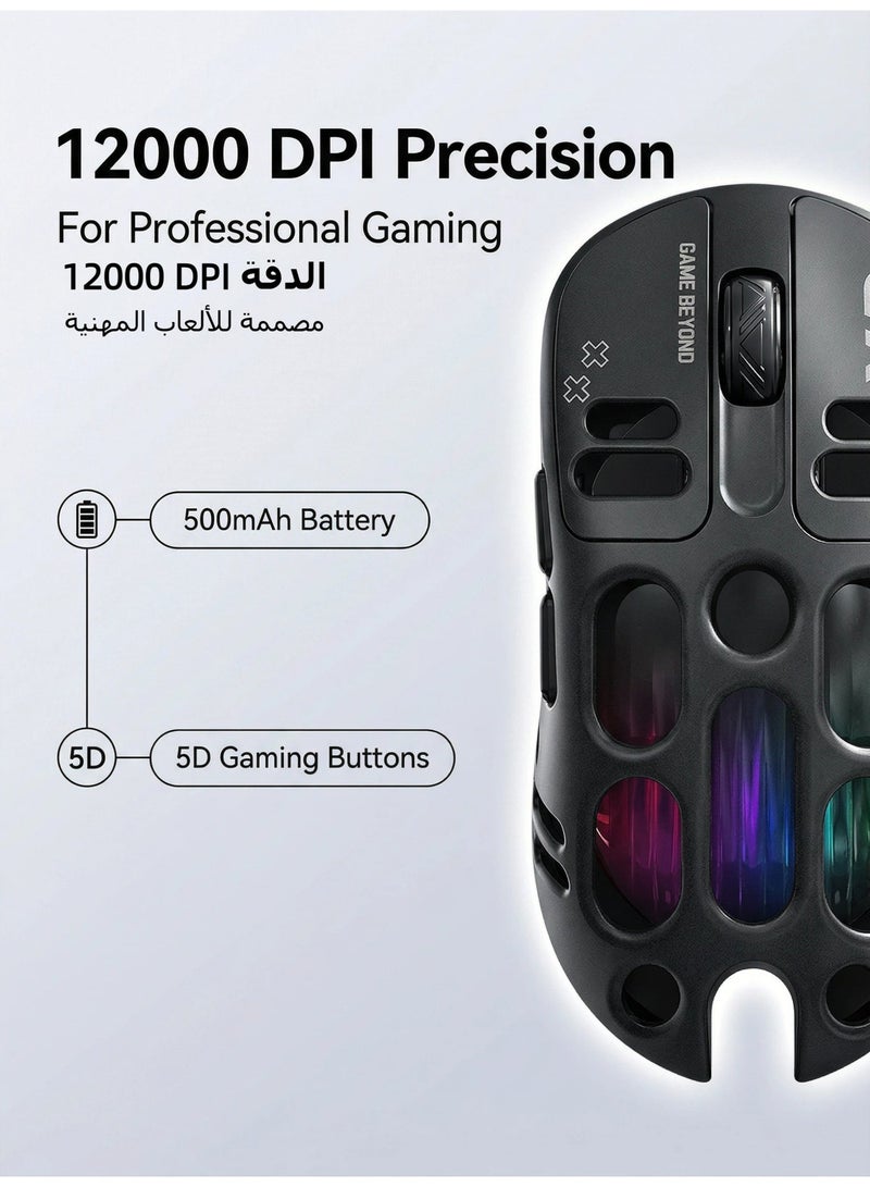 تي- وولف ماوس بلوتوث ، ماوس الكمبيوتر ، ماوس الألعاب ، ماوس لاسلكي ، بلوتوث ، 2.4GHz USB ، اتصال ثلاثي الوضع ، شحن بطارية 500mAh TYPEC ، ماوس RGB ، ماوس الكمبيوتر المحمول الألعاب 5D ، DIP حتى 12000  " - Image 2