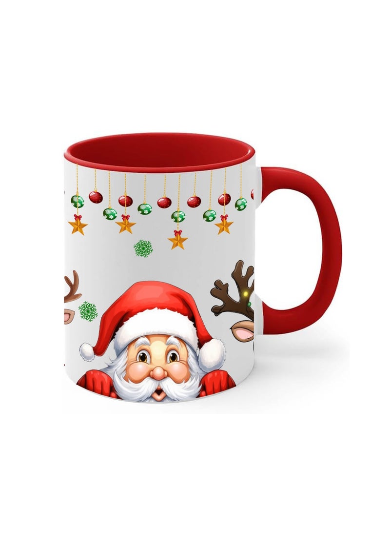 برينت شوب فور مي كوب سيراميك باللون الأحمر لعيد الميلاد - كوب قهوة احتفالي بوزن 11 أونصة مع مقبض أحمر كوب تحت عنوان العطلة للصباح وحفلات المكتب واحتفالات الشتاء - Image 1
