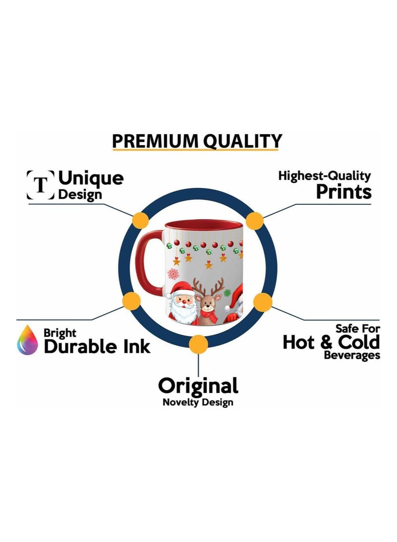 برينت شوب فور مي كوب سيراميك باللون الأحمر لعيد الميلاد - كوب قهوة احتفالي بوزن 11 أونصة مع مقبض أحمر كوب تحت عنوان العطلة للصباح وحفلات المكتب واحتفالات الشتاء - Image 3