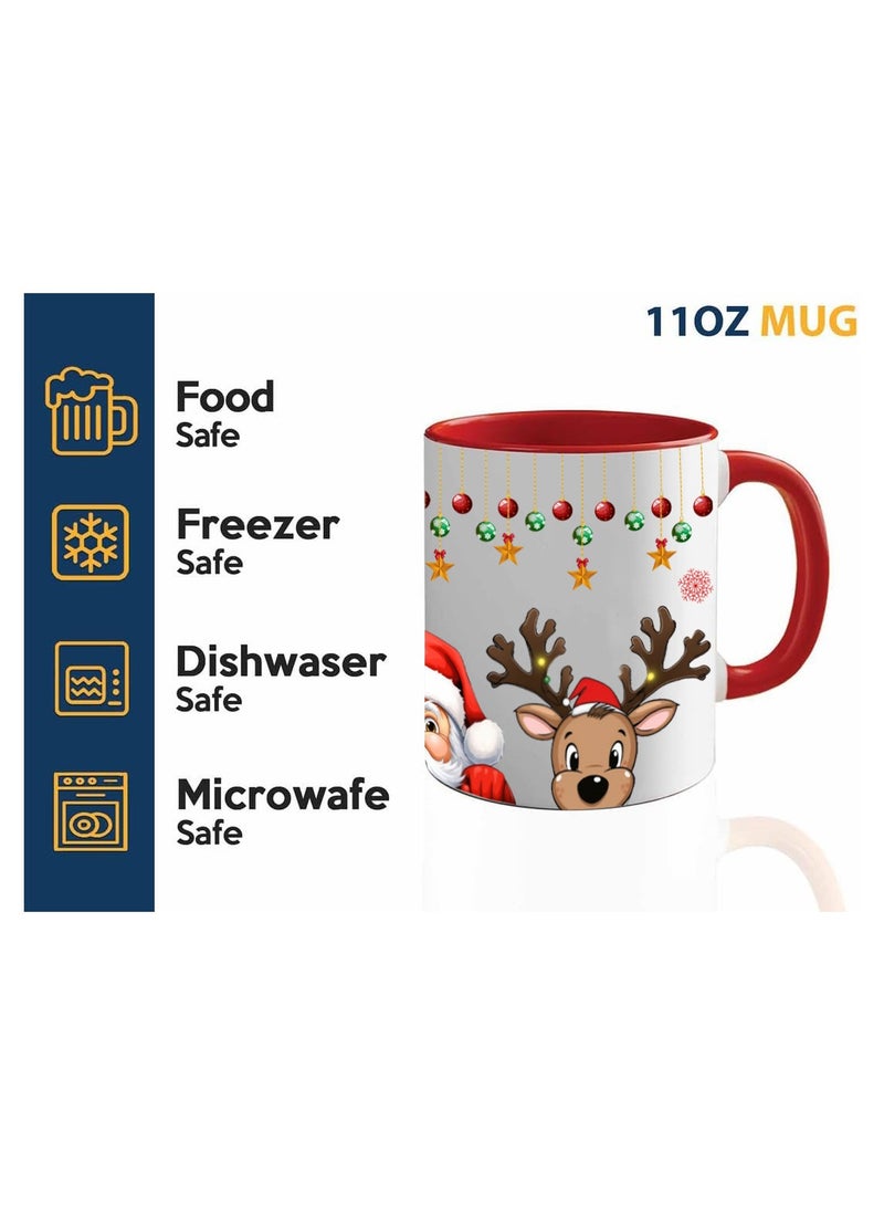برينت شوب فور مي كوب سيراميك باللون الأحمر لعيد الميلاد - كوب قهوة احتفالي بوزن 11 أونصة مع مقبض أحمر كوب تحت عنوان العطلة للصباح وحفلات المكتب واحتفالات الشتاء - Image 4