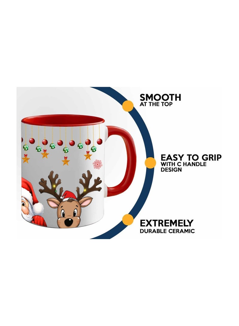 برينت شوب فور مي كوب سيراميك باللون الأحمر لعيد الميلاد - كوب قهوة احتفالي بوزن 11 أونصة مع مقبض أحمر كوب تحت عنوان العطلة للصباح وحفلات المكتب واحتفالات الشتاء - Image 5