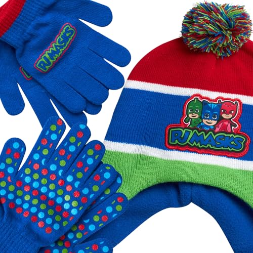 PJMASKS PJ Masks Winter Hat and 2 Pair of Gloves or Mittens Set (Age 2-7), Size Age 4-7, PJ Masks Gloves Group - Image 2