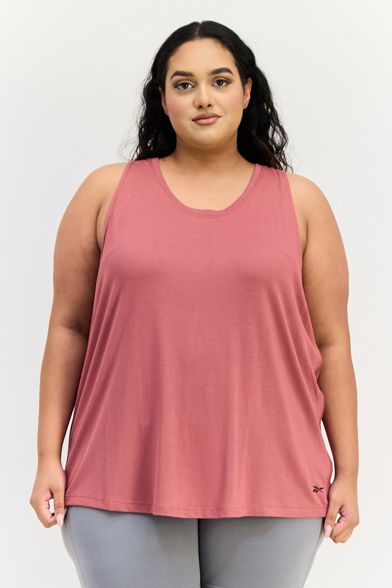 Reebok Women Plus Size Sleeveless Training Tank Top, Mauve - Image 1