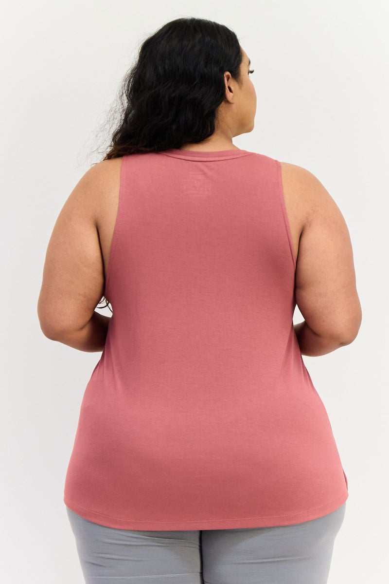 Reebok تي شيرت تدريب بلا أكمام للنساء بحجم كبير، موف - Image 2