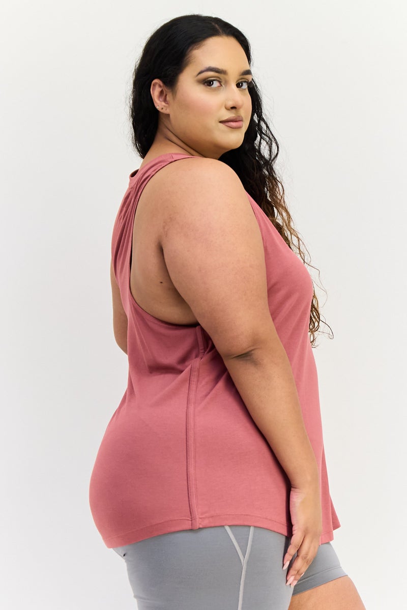 Reebok تي شيرت تدريب بلا أكمام للنساء بحجم كبير، موف - Image 4