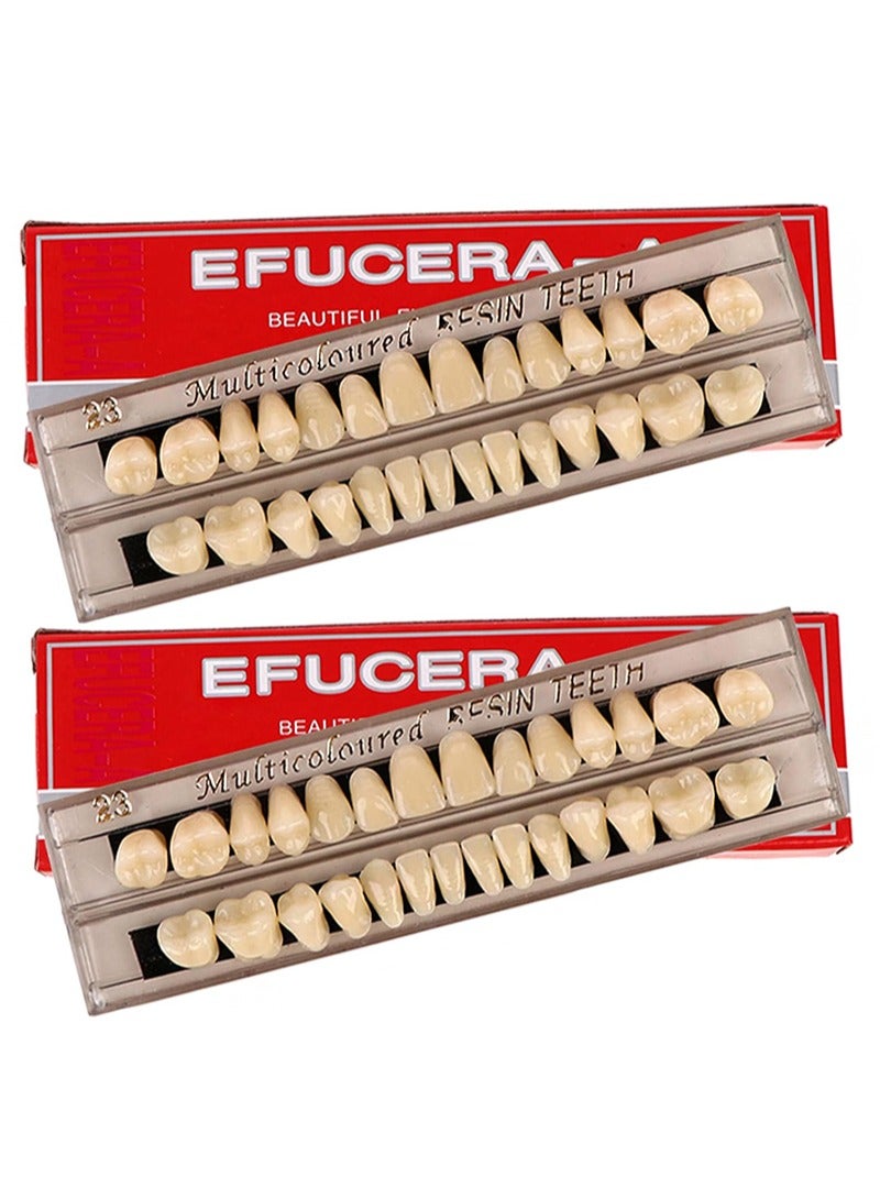 Aikanbo Composite Resin Teeth，56 Pieces False Teeth，Whole Teeth Synthetic Polymer Denture Teeth，23 Shade A3 Upper + Lower Dental Materials for Replacement  - Image 1