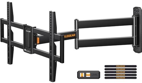 Perlegear Corner TV Wall Mount Long Arm TV Mount Bracket for 32-75 Inch TVs-Full Motion Wall Mount with 32.37” Extension & Swivel Articulating Arm & Tilt, MAX VESA 600x400mm, Holds up to 100 lbs - Image 1