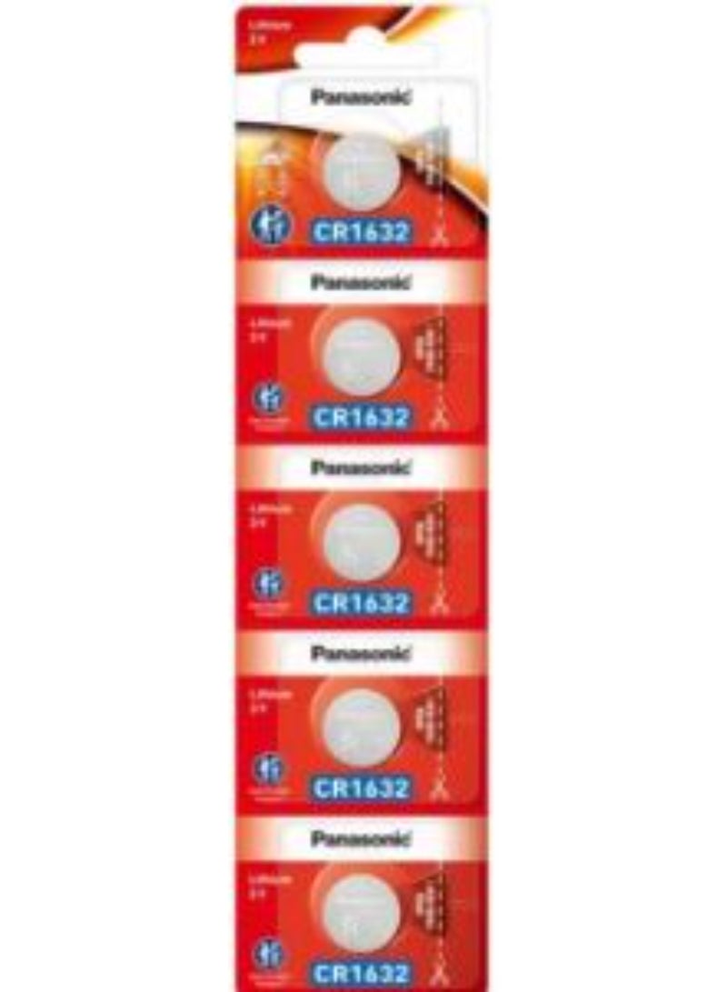 5-Pieces Panasonic CR1632 Lithium 3V Indonesia Batteries